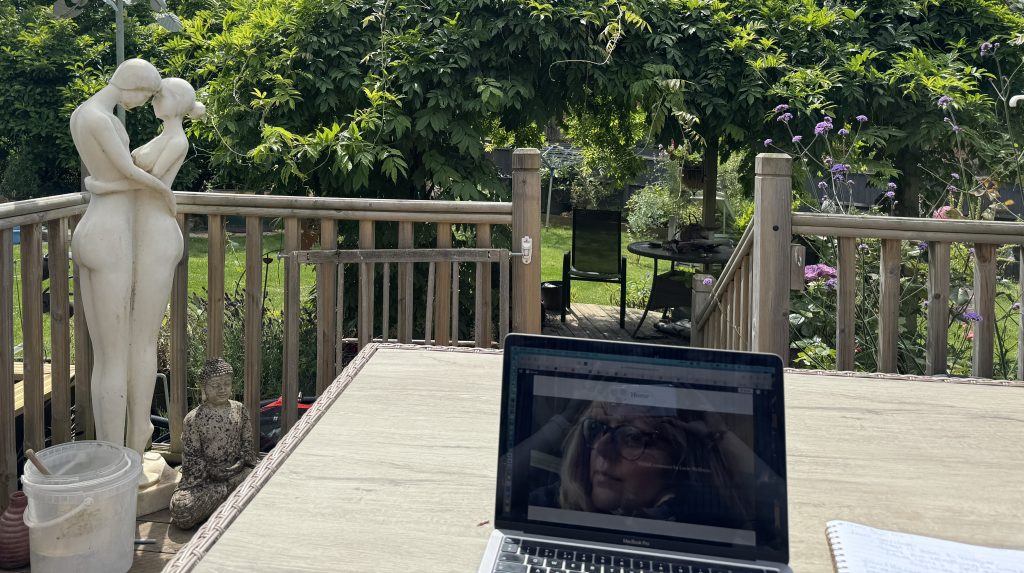 Lucie in the Willows working in the garden